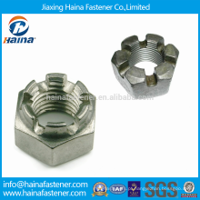 GOST5935 Aço Inoxidável Hexagon Thin Slotted Nuts com largura reduzida entre Flats